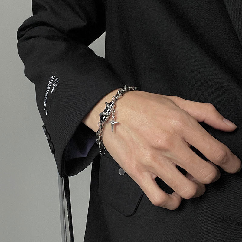 Men's Body Winding Diamond Titanium Steel No Fading High Bracelet