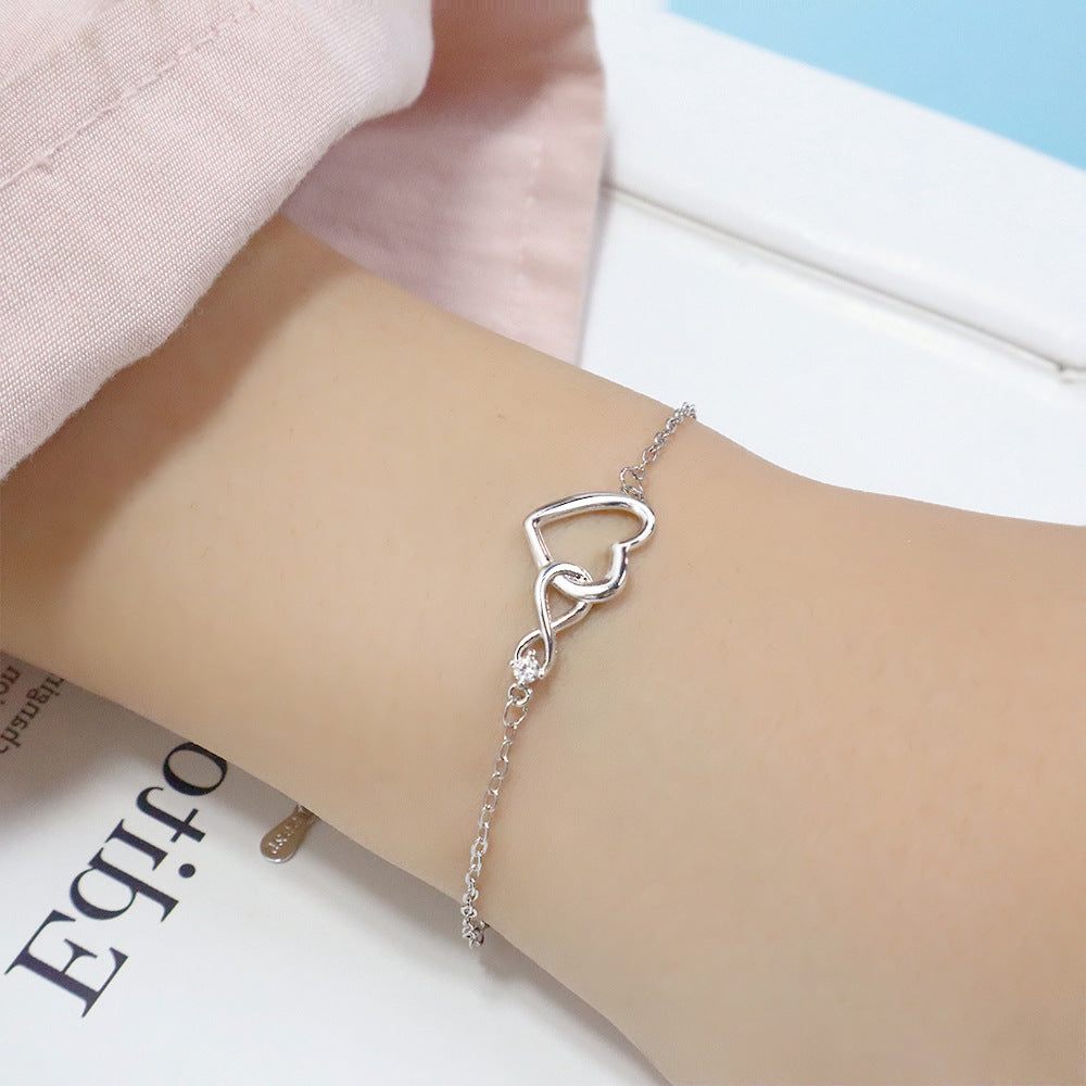 Diamond Words Infinite Heart French Romantic Love Hollow Single Bracelets