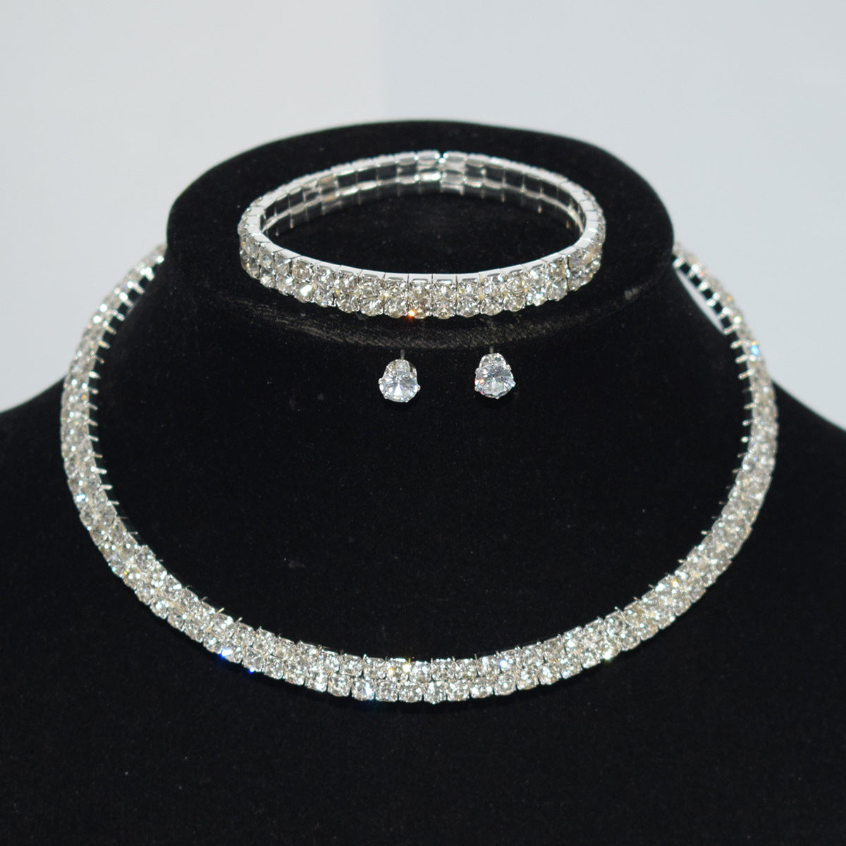 Popular Beam Neck Element Full Diamond Jewelry Set