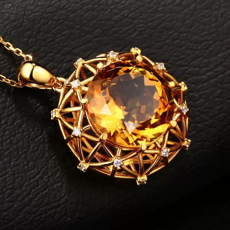 Carat Oversized Imitation Natural Citrine Bird's Nest Design Yellow Diamond Rings