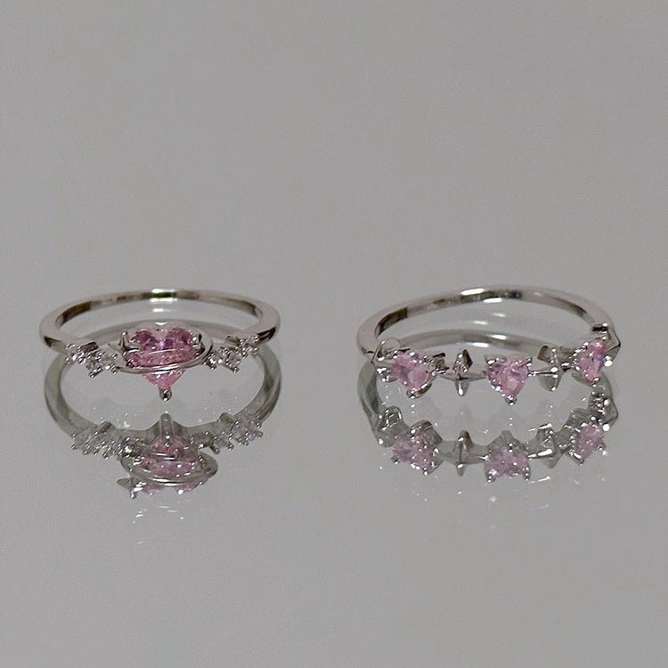 Women's Korean Fashion Personalized Minority Design Cold Style Refined Zircon Index Rings
