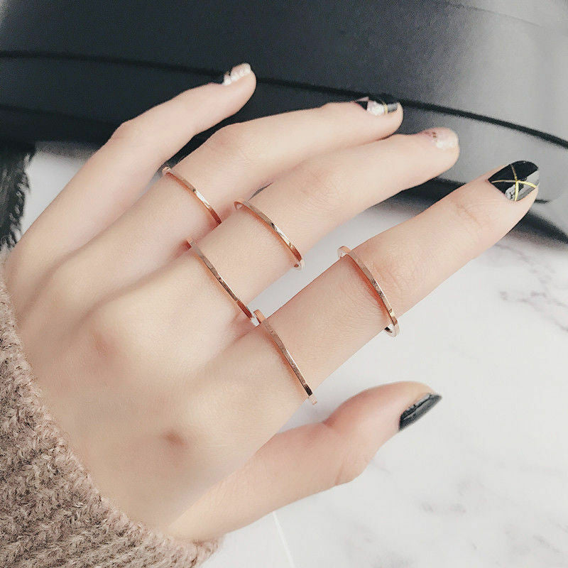 Women's Titanium Steel Simple Glossy Fine Circle Rings