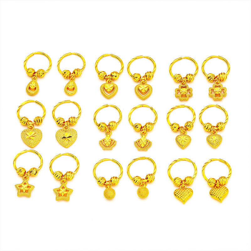 Women's Love Five-pointed Star Crown Water Drop Beads Live Earrings