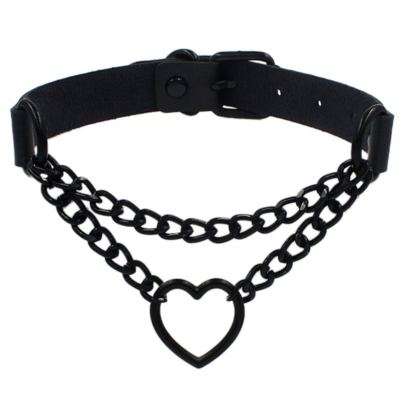 Neckband Fashion Leather Love Heart Collar Necklaces
