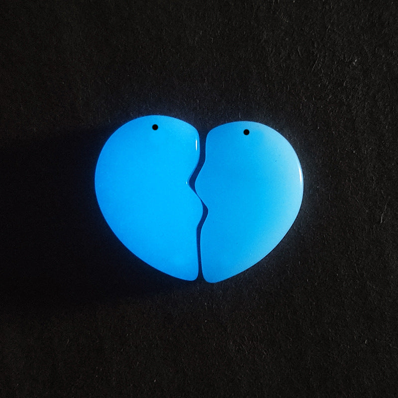 Bright Natural Glowing Stone Heart Luminous Couple Male Pendant