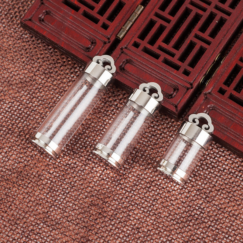 Steel Bottle Charm Tube Shell Can Hold Cinnabar Scriptures Pendant