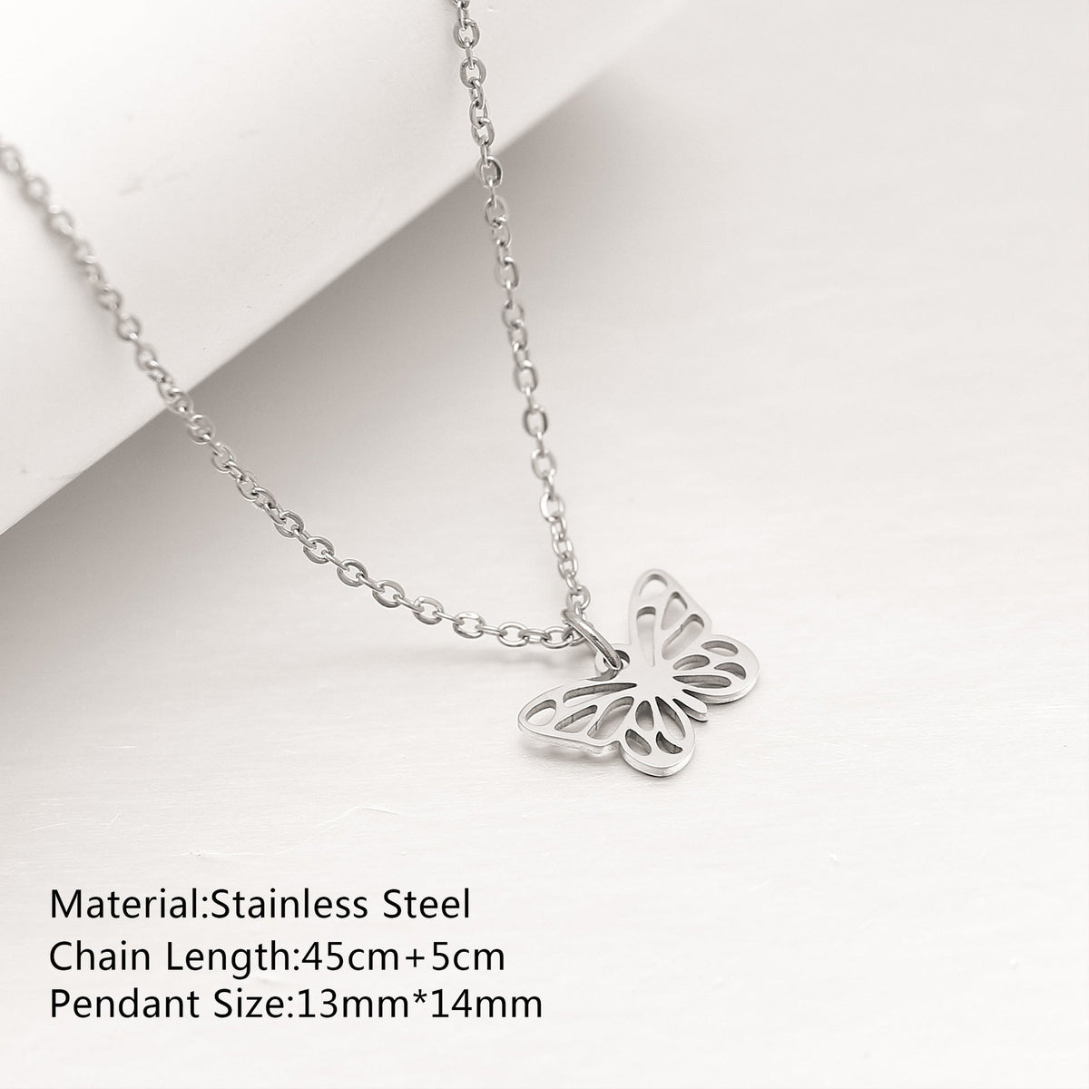Women's Steel Simple Butterfly Clover Lucky Lotus Mushroom Clavicle Chain Color Necklace