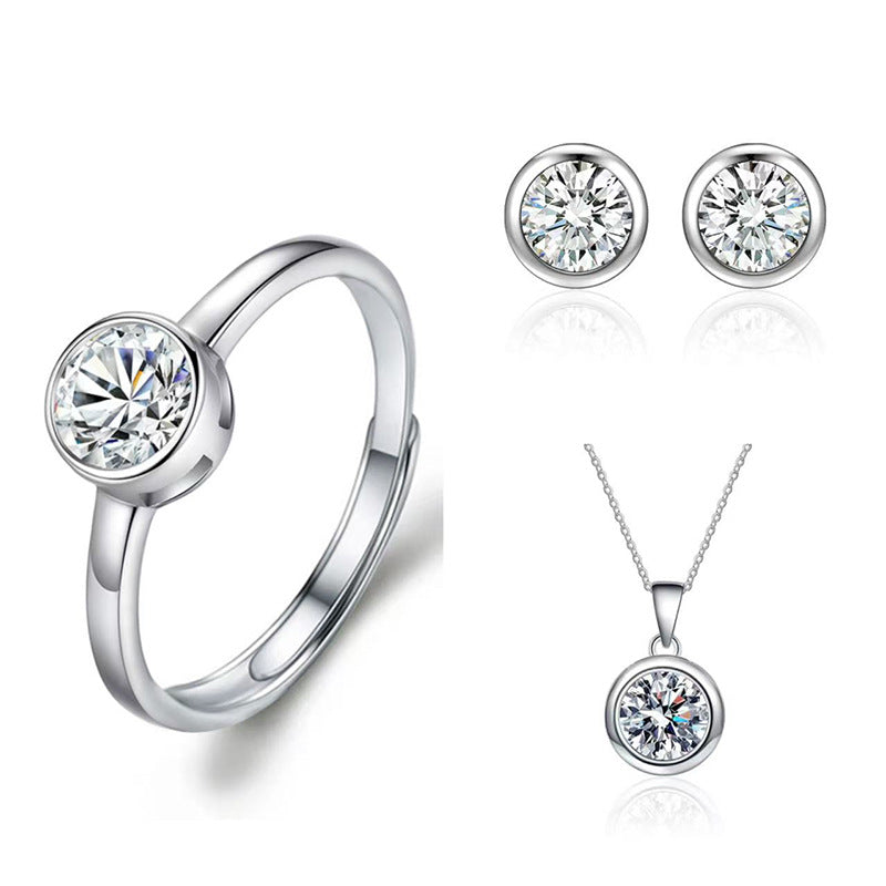 Imitation Moissanite Three-piece Zircon Temperament Ear Earrings