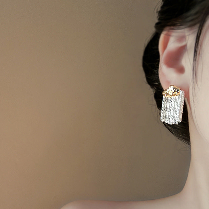 Women's Metal Tassel Eardrops Unique Niche Design Premium Stud Earrings
