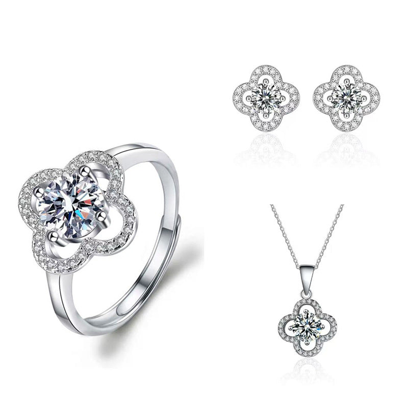 Imitation Moissanite Three-piece Zircon Temperament Ear Earrings