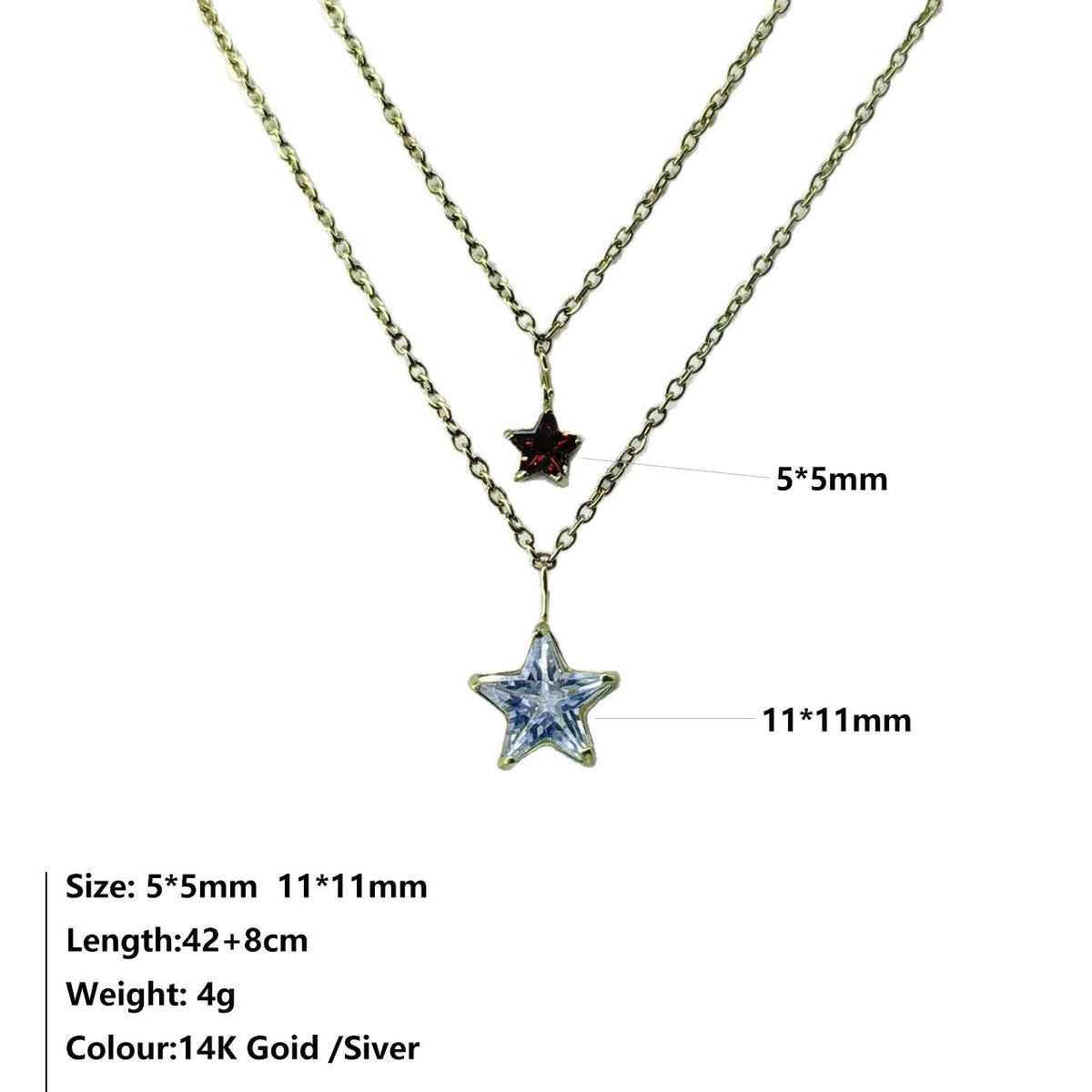 Stainless Steel Gold-plated Zircon Five-pointed Star Hook Fashion Pendant