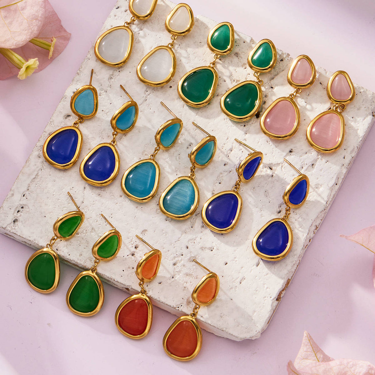 Li Light Luxury Oval Opal Stainless Steel Jewelry Set