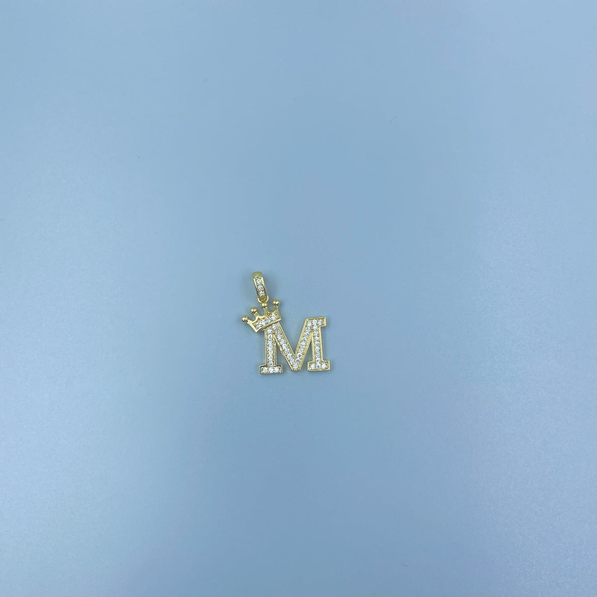 Full Diamond Crown Letters Copper Plated Real Gold Inlaid Zircon Pendant