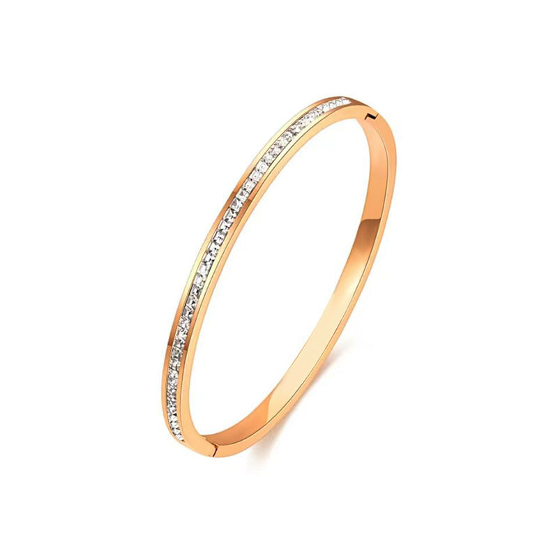 Simple Single Row Square Diamond Titanium Steel For Bracelet