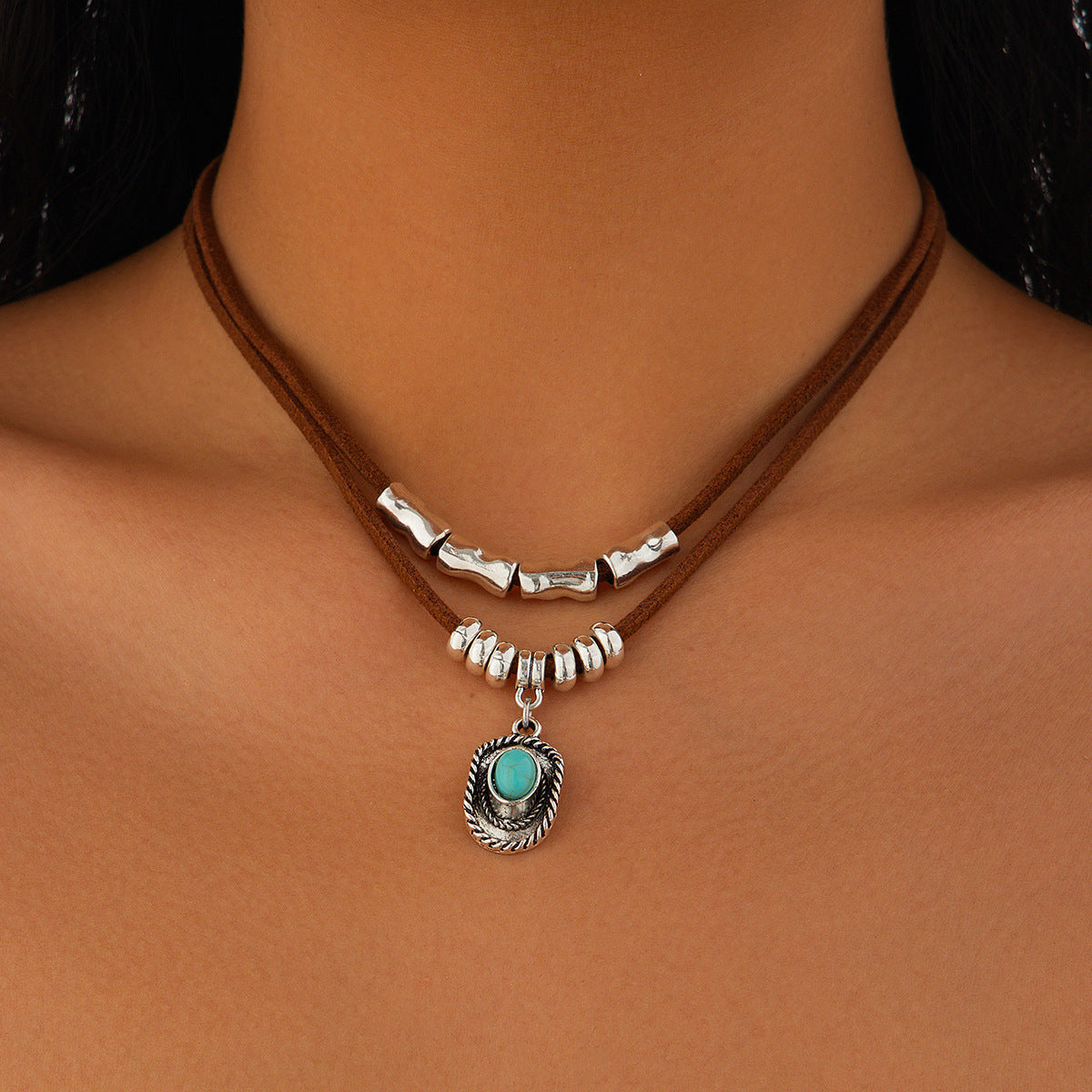 Wind Irregular Tophus Cactus Alloy Collar Pendants