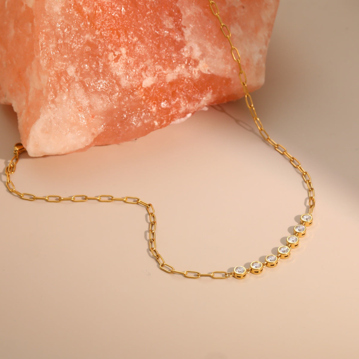 Steel Sweet Cool Style Loving Heart Zircon Paper Clips Niche Jewelry Set