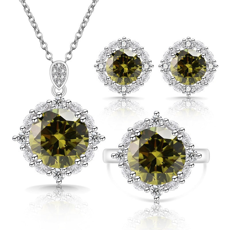 Women's Live Broadcast Colored Gems Luxury Gemstone Jewelry Set