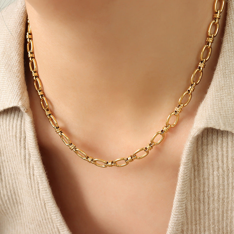 Buckle Thick Straps Titanium Steel Gold Plated Hip Hop Fashion Jewelry Set