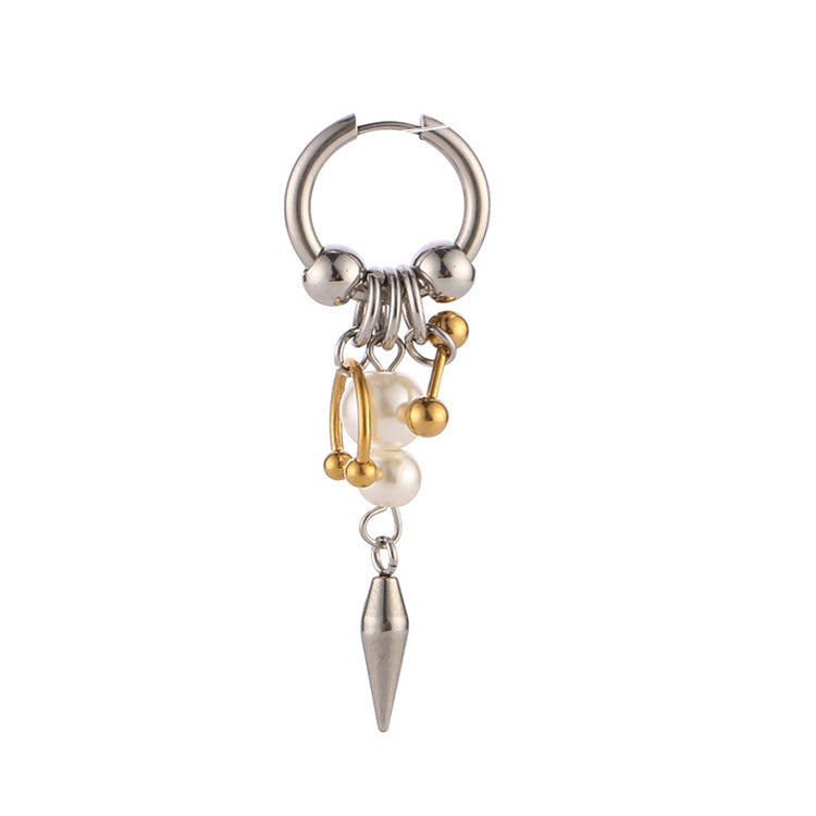 Pearl Tapered Gold Sier Color Niche Earrings