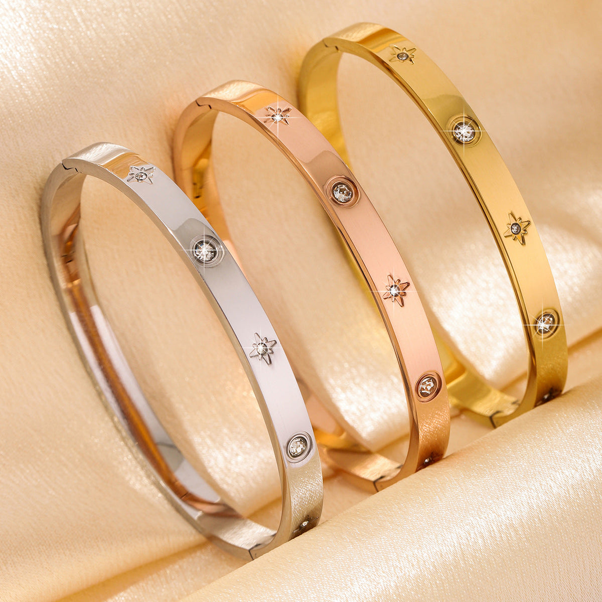 Light Luxury Stainless Steel Inlaid Zircon Temperamental Minority Simple High-grade Bracelets