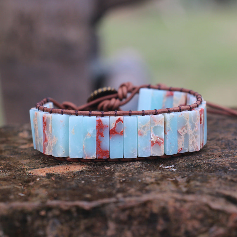 Bohemian Style Natural Stone Lan Di Royal Vintage Hand-woven Bracelet