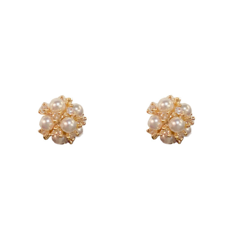 Fashion Simple Rhinestone Pearl Exquisite Light Luxury Gentle Petite Design Earrings