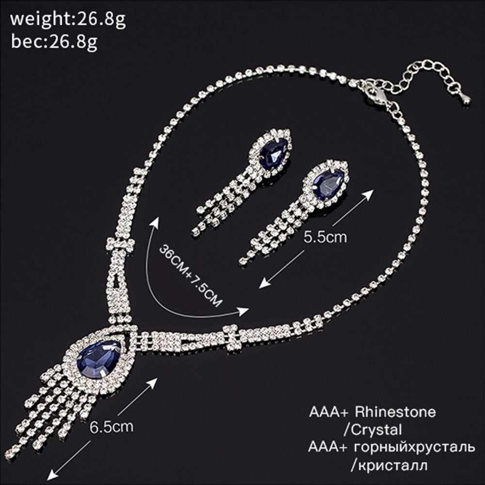 Korean Style Bridal Two-piece Diamond Claw Jewelry Set