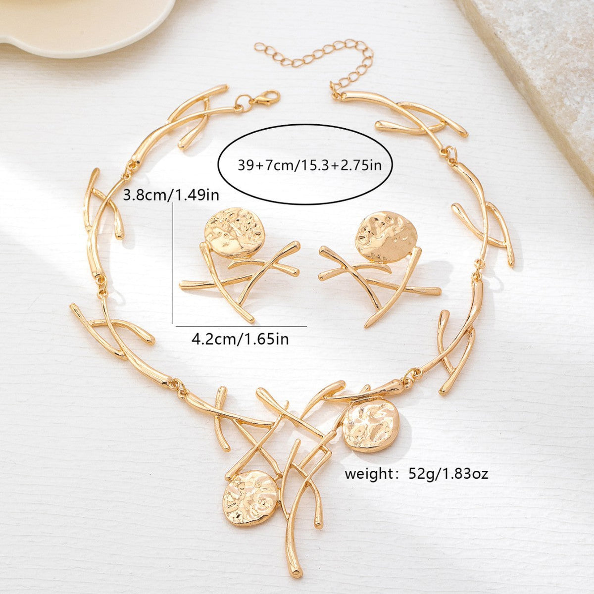 Branches Tendrils Metal Wafer Collision With Lines Lifting Wear Artistic Jewelry Set