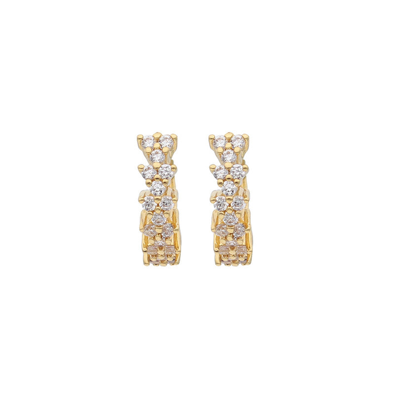 Simplicity Copper Inlaid Zircon Ear Of Rice Clip Versatile Earrings