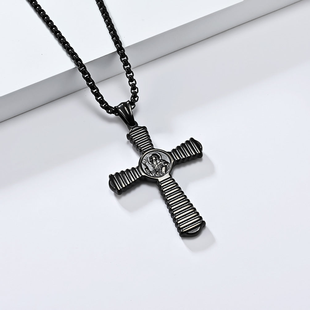 Benedict Exorcist Titanium Steel Cross Personality Retro Body Protector Pendants