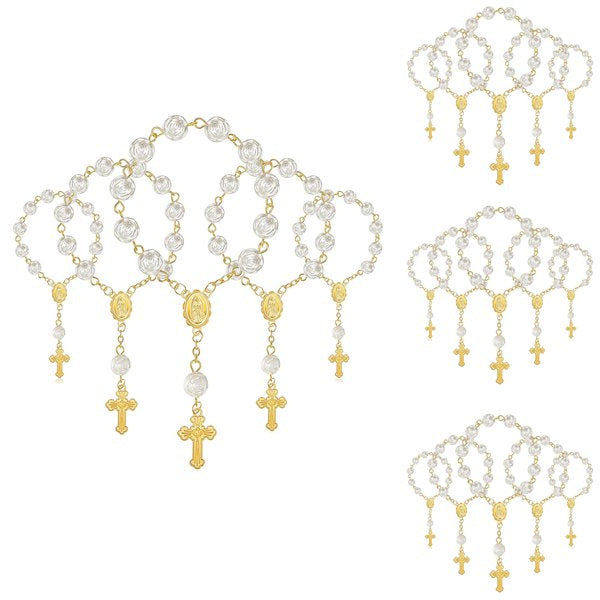 Rosary Love Angel Wings Rose Pearl Bracelet