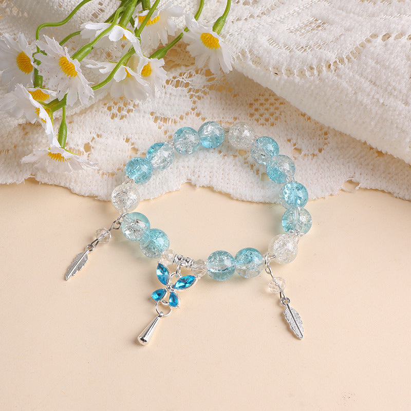 Women's Flower Diamond Butterfly Feather Niche High Sense Small Single Mixed Bracelet