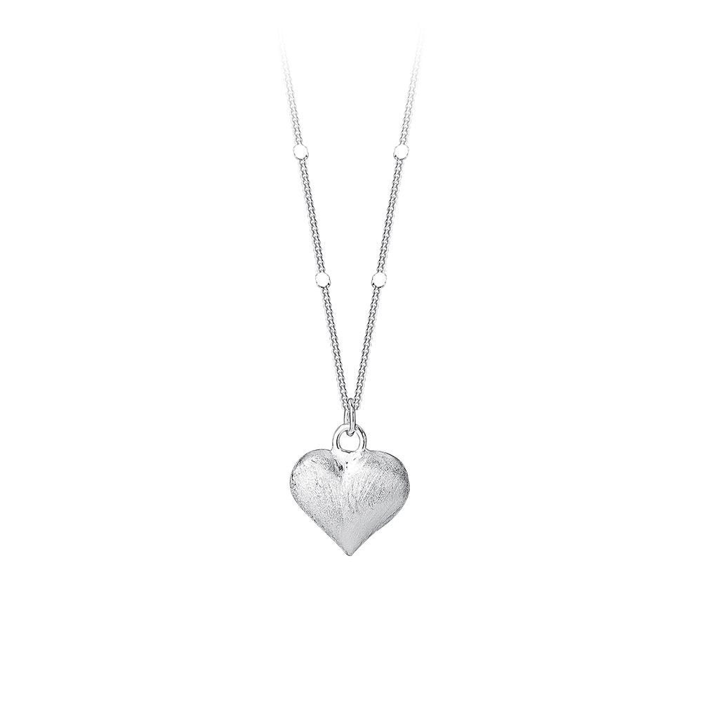 Sier Frosted Heart Small Round Slice Simple Elegant Sweet Necklaces