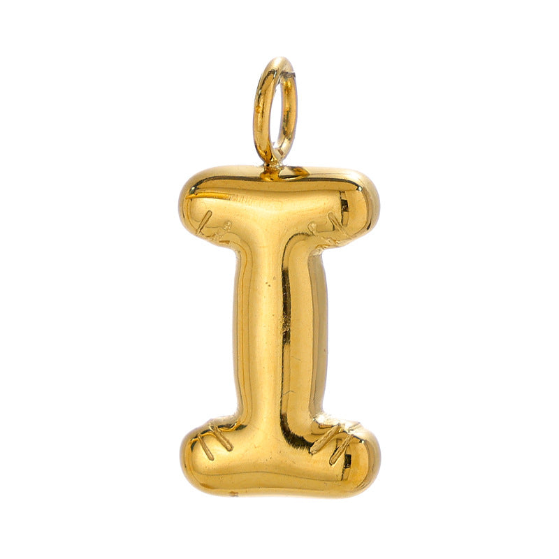 Chubby Bubble English Letter Titanium Steel Gold Pendant
