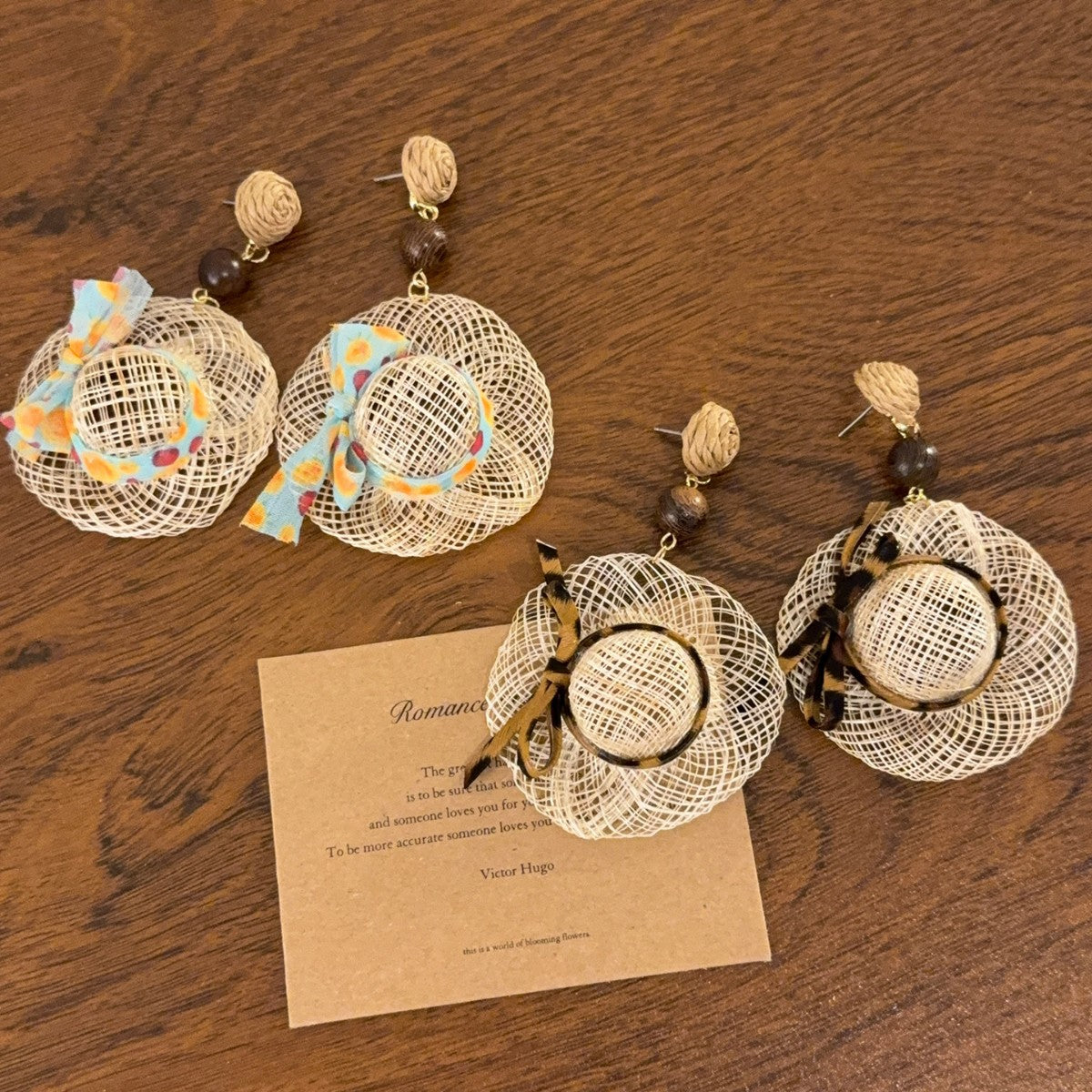 Women's Straw Hat Dopamine Drop Niche Design Earrings