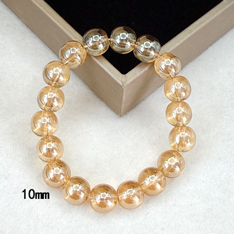 Champagne Round Beads Imitation Amber Gold Plate Bracelets