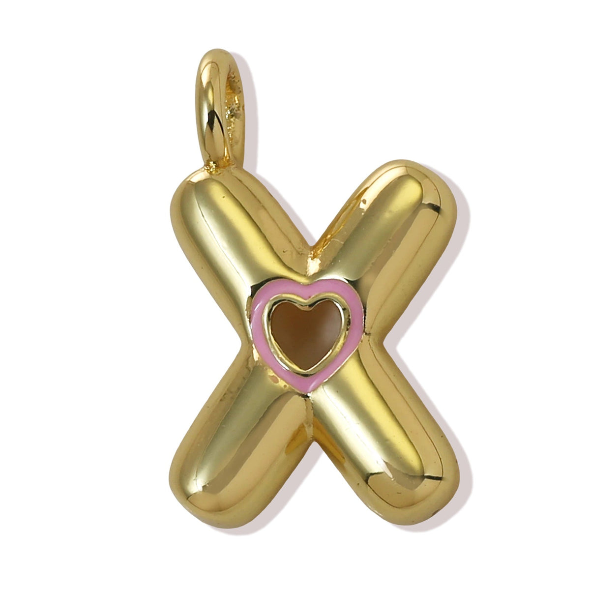 Xi English Letter Gold Simple Heart-shaped Pendant