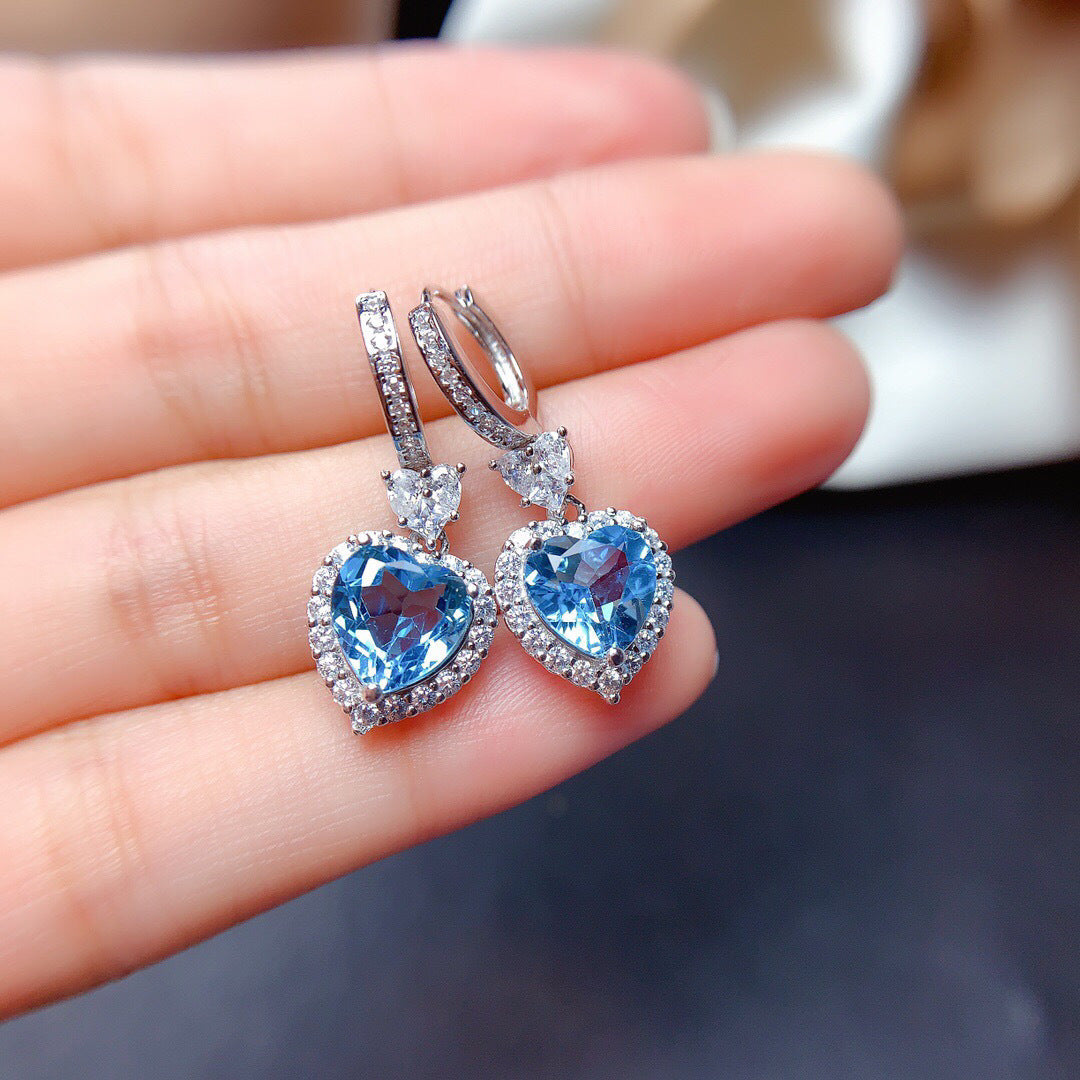 Natural Blue Switzerland Topaz Eardrop Mozambique Rings