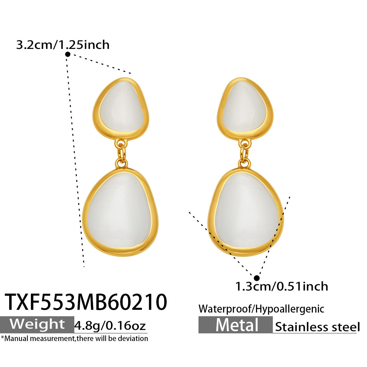 Li Light Luxury Oval Opal Stainless Steel Jewelry Set