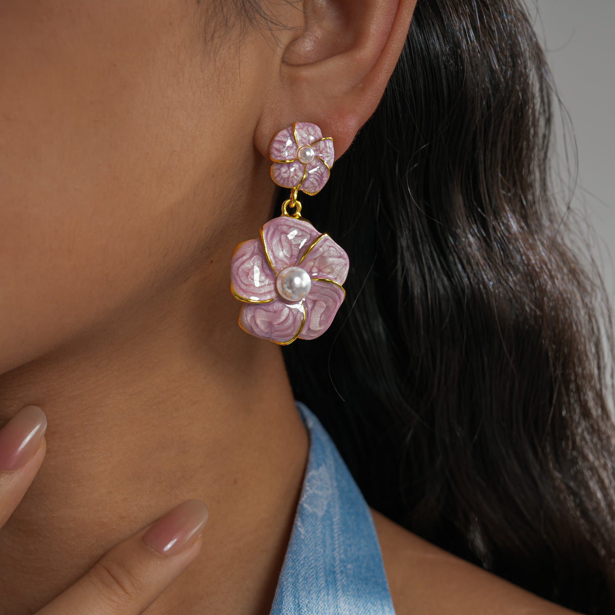 Women's Drop Oil Pearl Flower Sier Retro Sweet Niche High-grade Rings