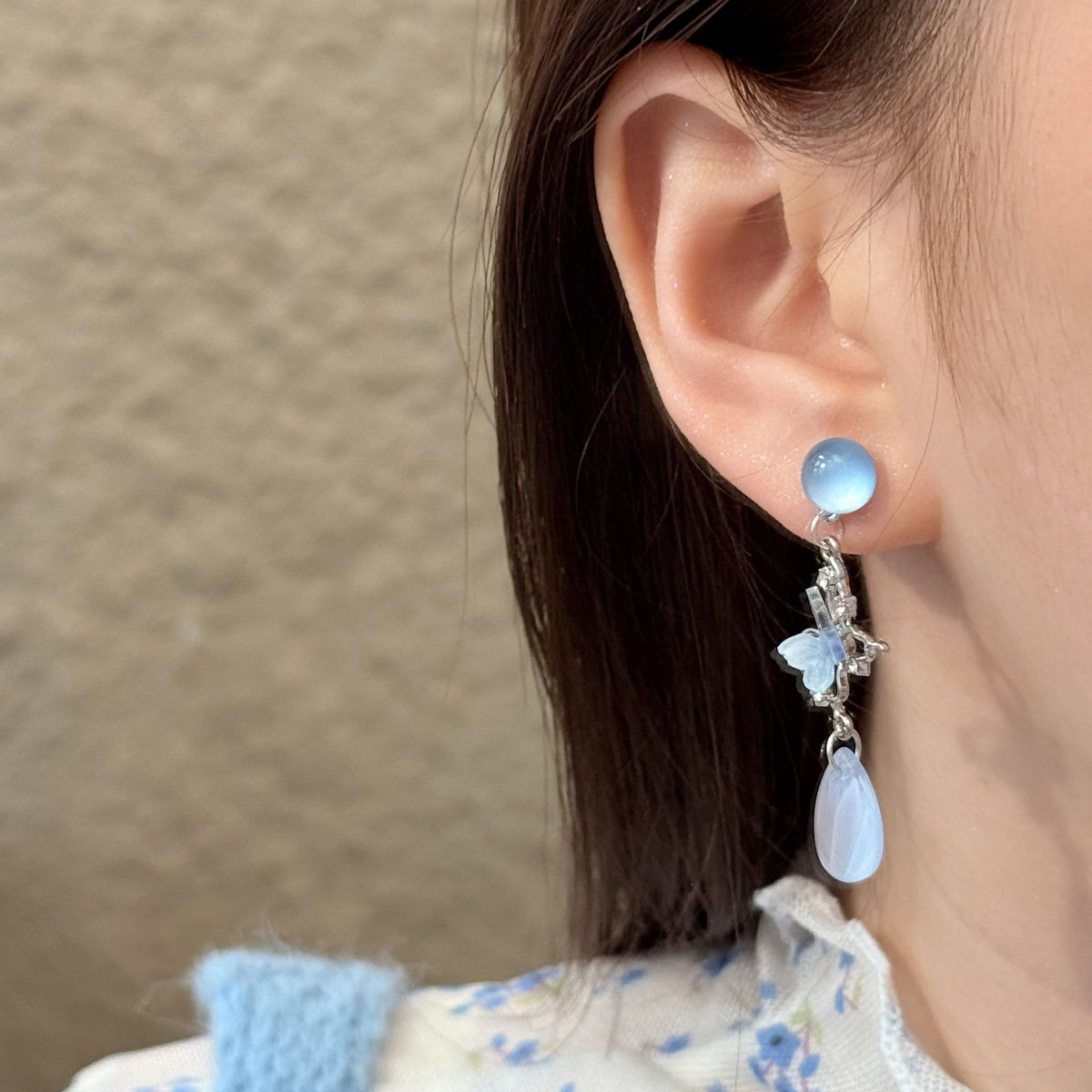 Women's Fantasy Gradient Butterfly French Water Drop High Sense Niche Earrings