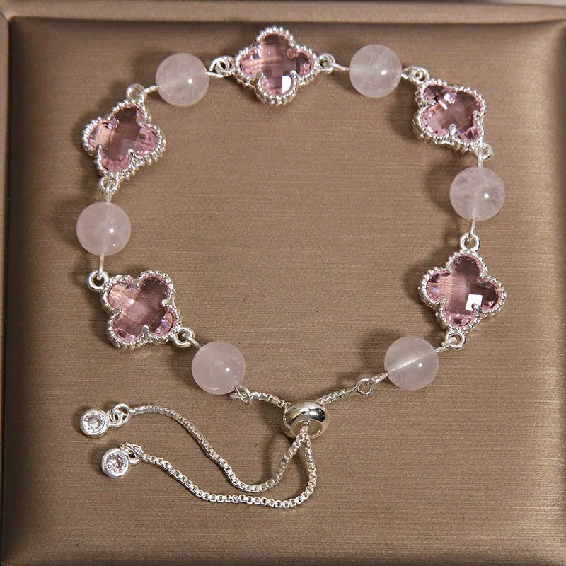 Agate Female Light Luxury Minority Exquisite Four-leaf Clover Bracelet