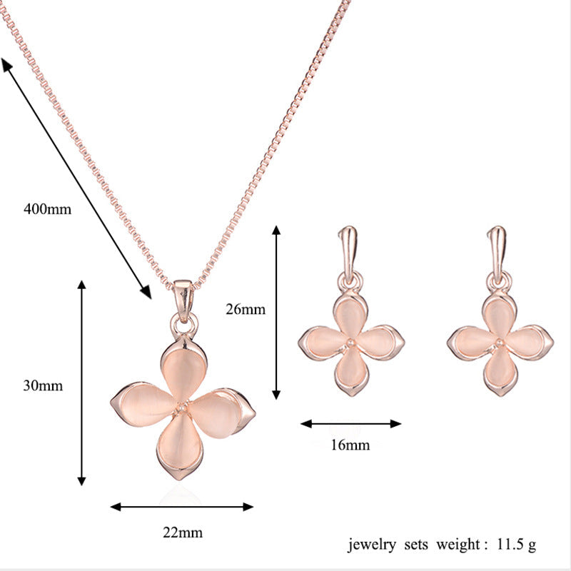 Clover Opal Two-piece Simple Bride Female Necklaces