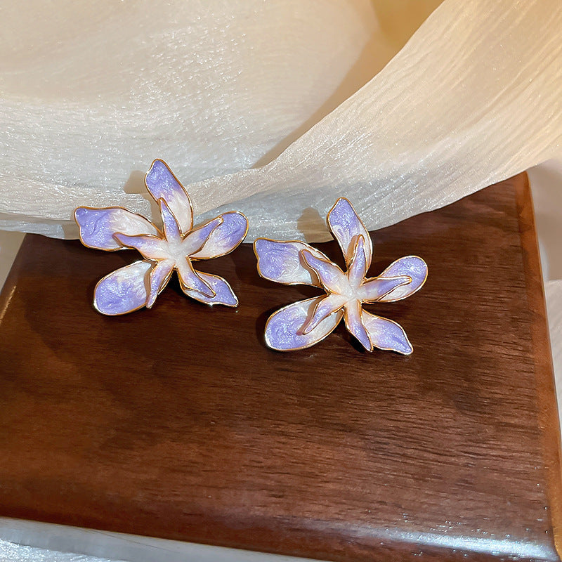 Sier Pearl Flower Temperamental Niche High-grade Earrings