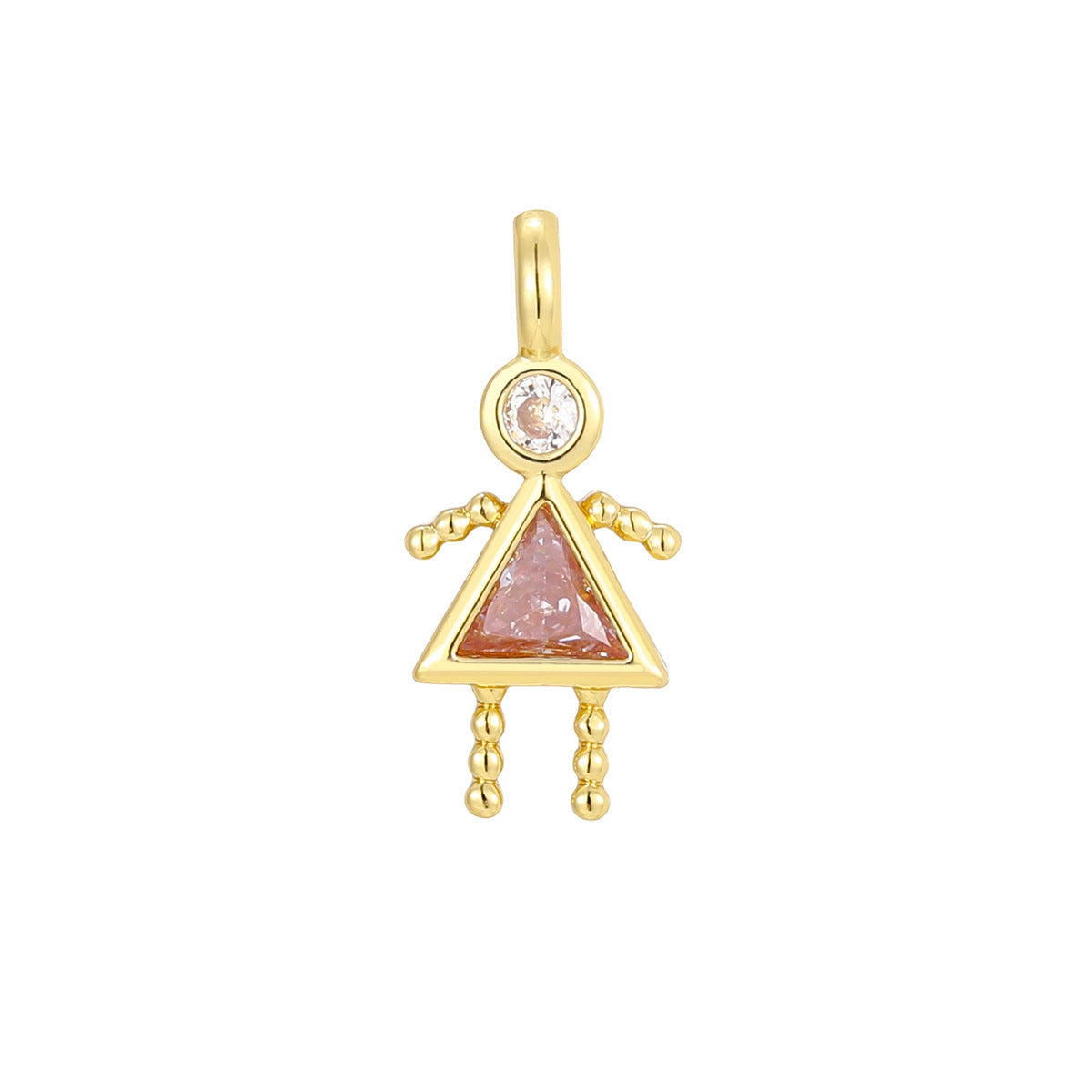 Boys Color Birthstone Gold Micro Inlaid Pendant