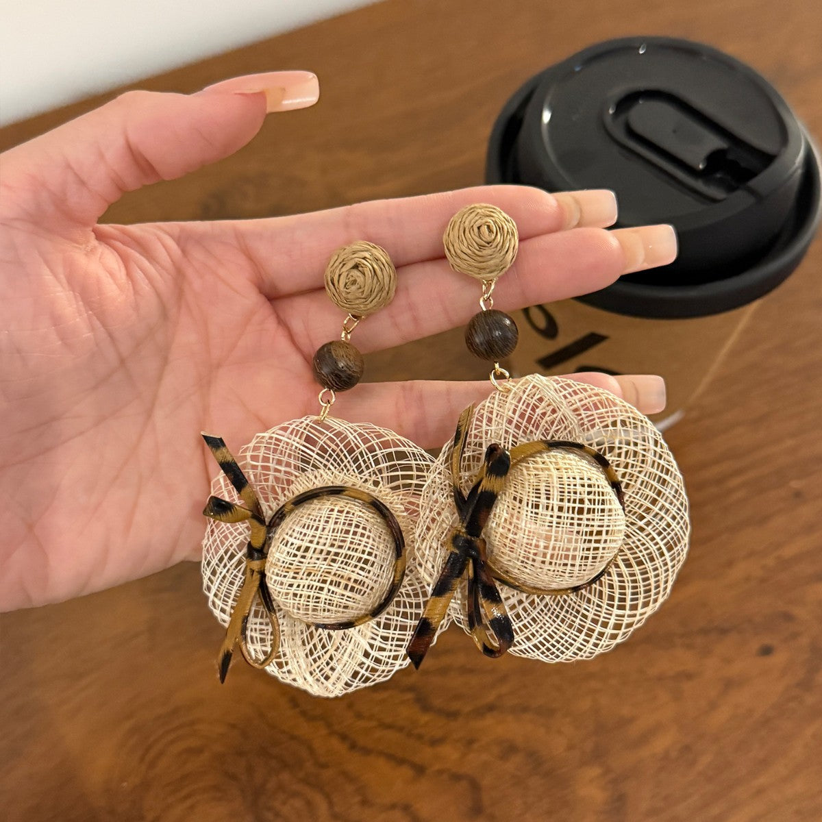 Women's Straw Hat Dopamine Drop Niche Design Earrings