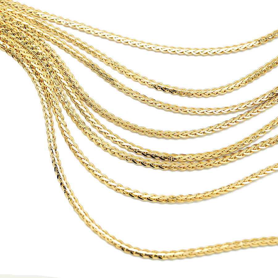 Sterling Sier Handmade Wheat Chain Female Twin Necklaces