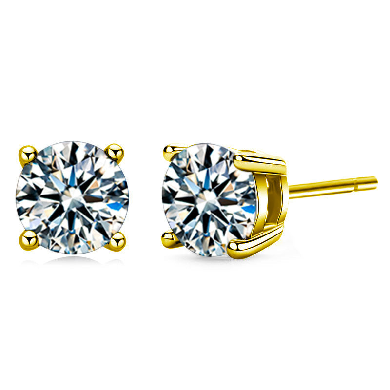 Moissanite Sterling Sier Needle Design Sense Delicate Stud Earrings