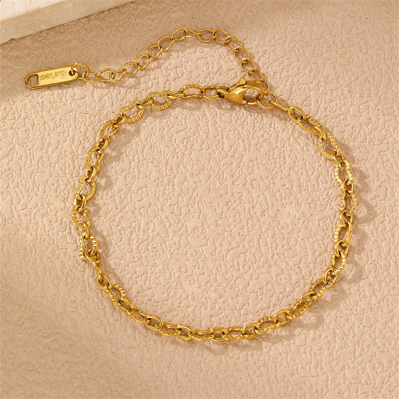 Women's Steel Chain Round Beads Hemp Flowers Bracelets