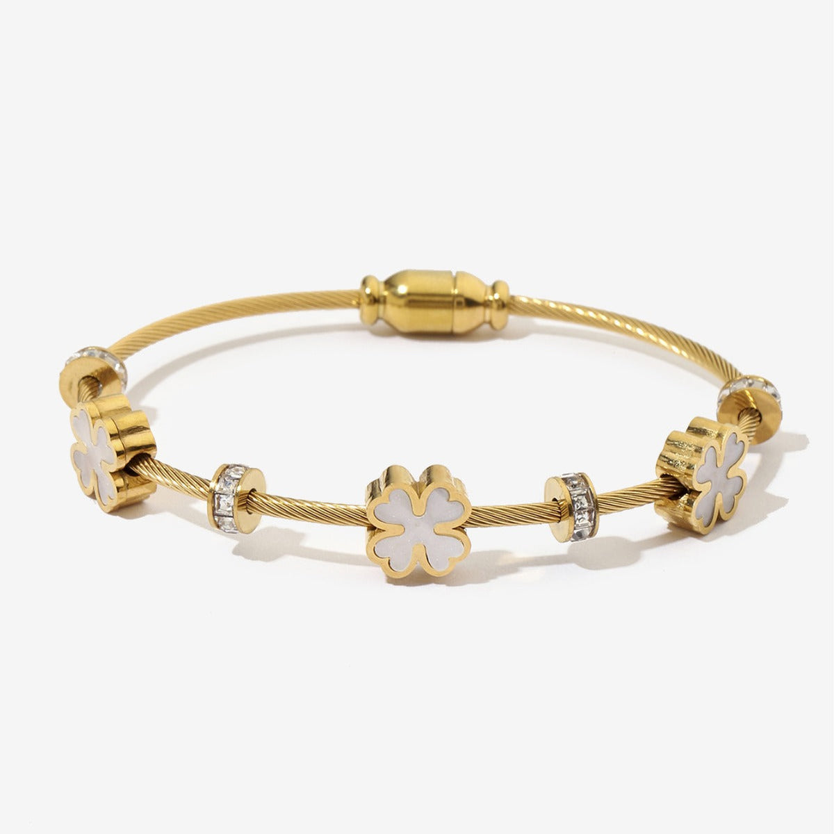Square Crystal Titanium Steel High-grade Flower Fashionable Simple Bracelet